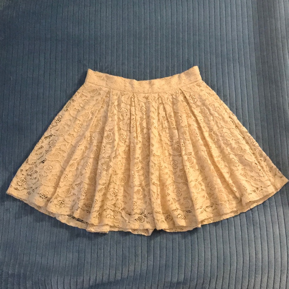 cream colored lace skirt